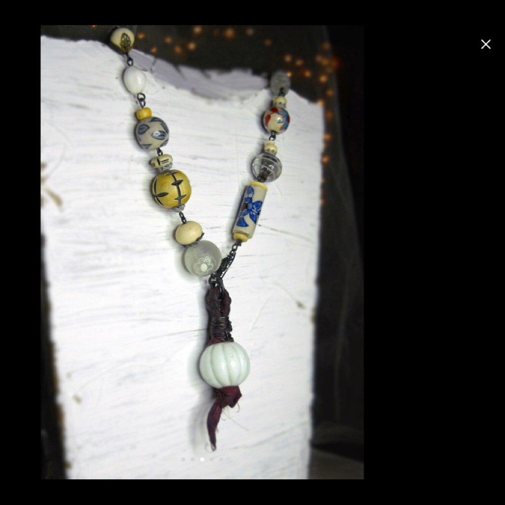 Boho asymmetric chunky necklace. OOAK